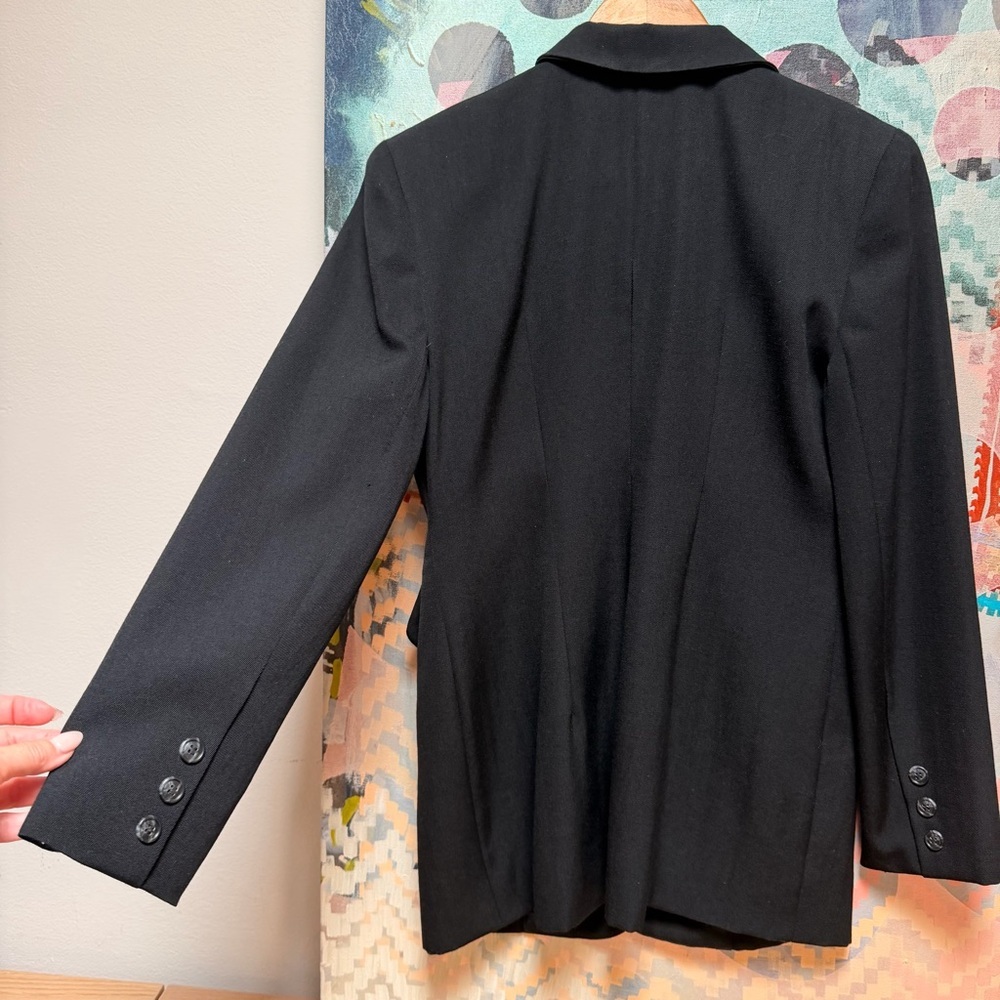 Vintage 90s Black & White Wool Embroidered Blazer sz Small - Picture 8 of 9